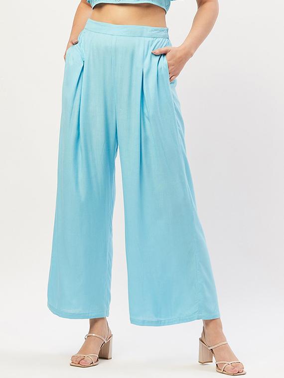 women solids full length culottes trousers