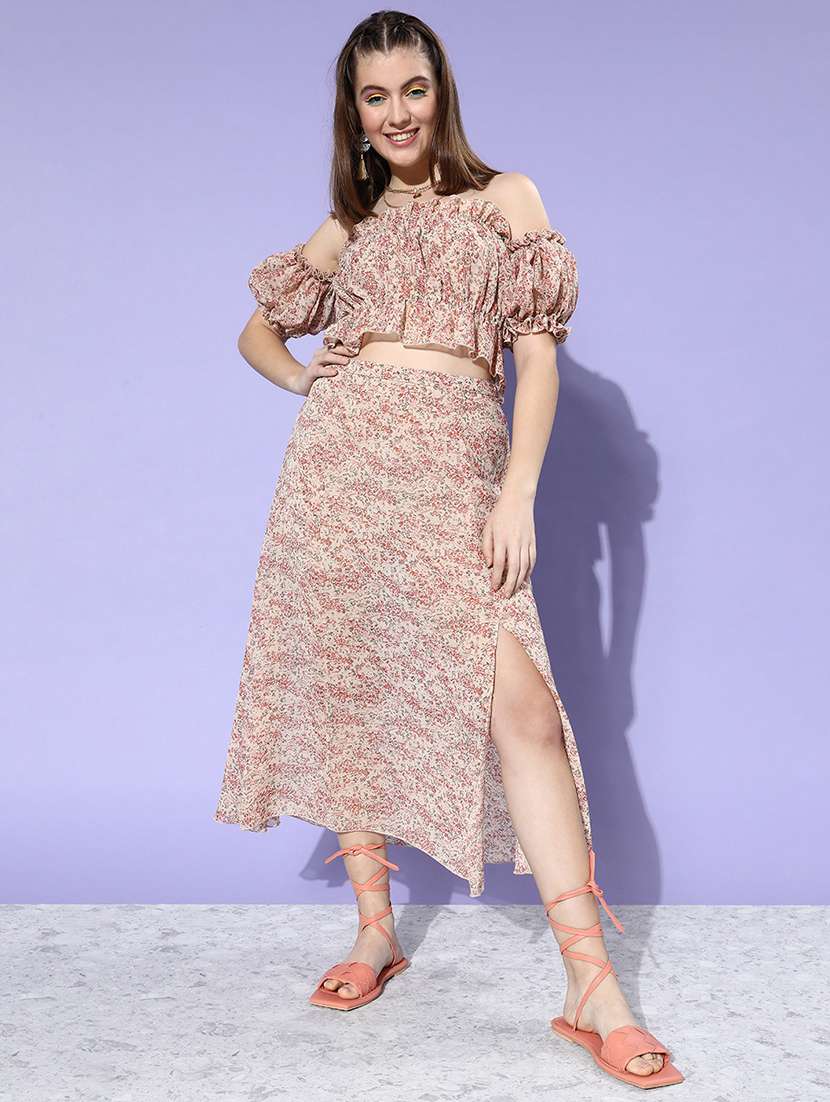 mid rise printed side slit skirt  - 18446951 -  Zoom Image - 0