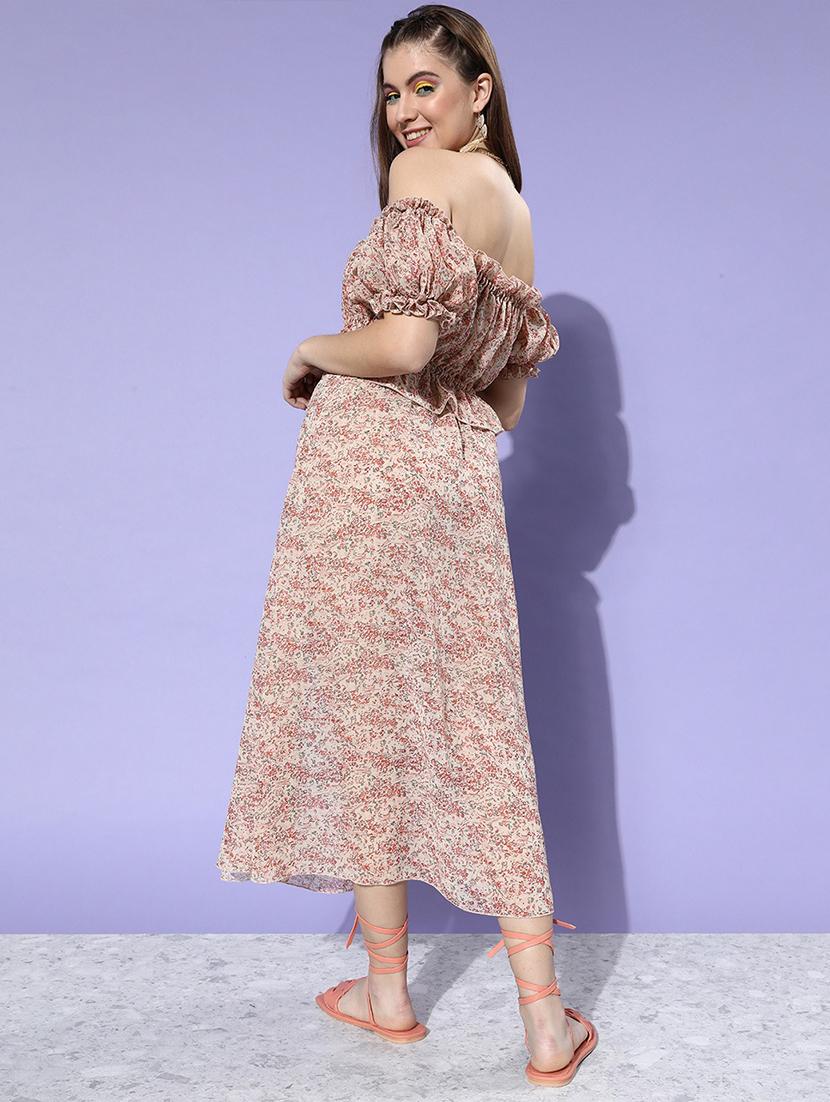 mid rise printed side slit skirt - 18446951 - Standard Image - 2