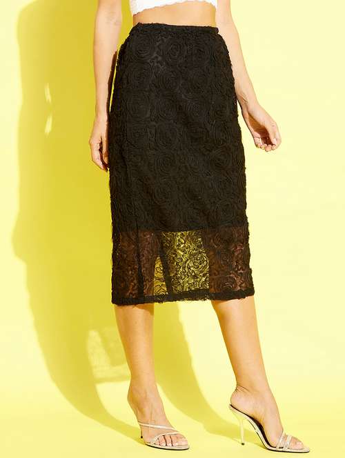 mid rise self design pencil skirt  - 18446957 -  Standard Image - 0