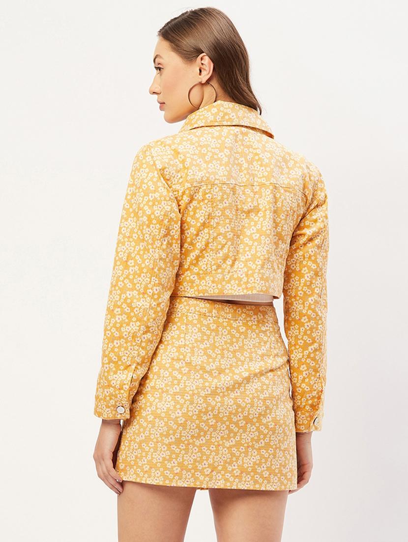 yellow floral print blazer & skirt set - 18446984 - Standard Image - 2