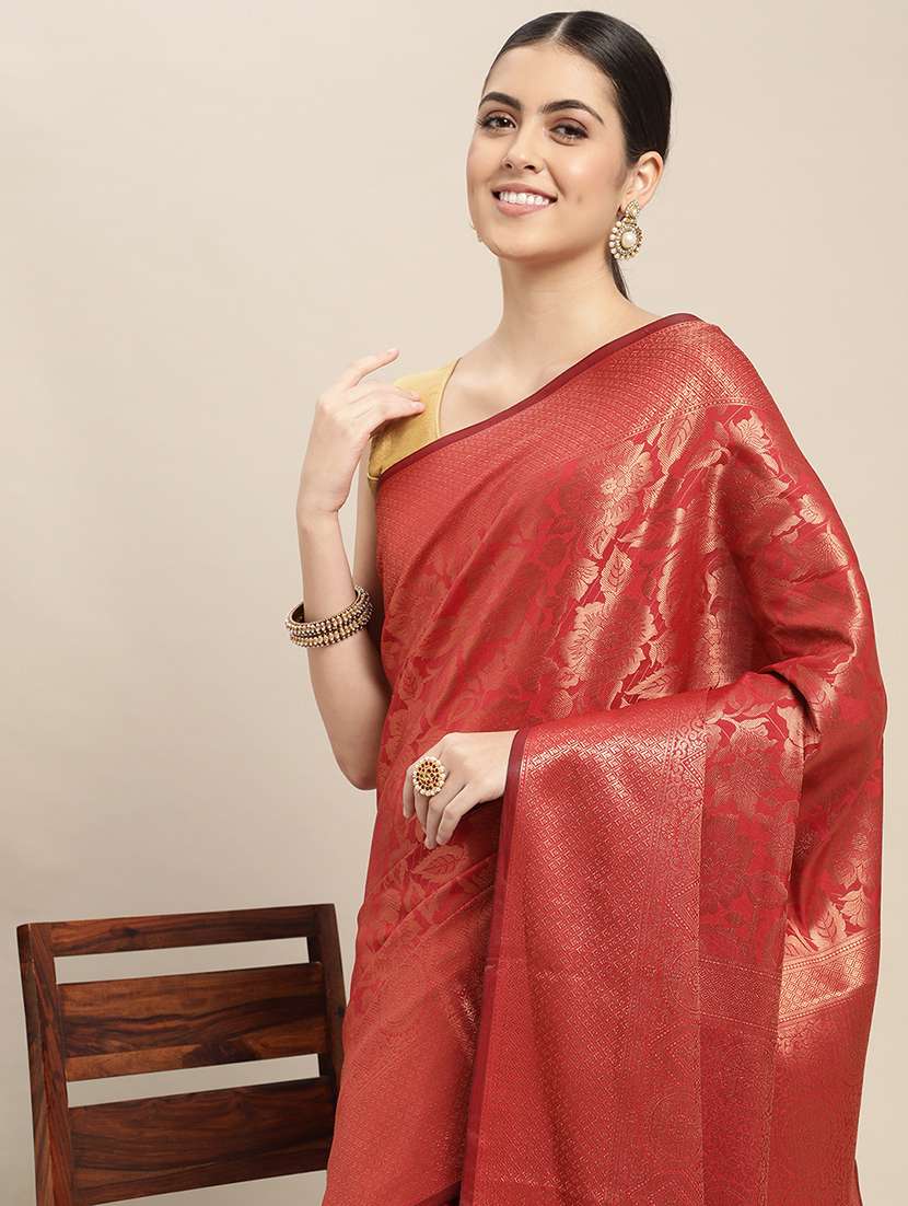 self design zari work woven saree with blouse - 18447300 - Standard Image - 2