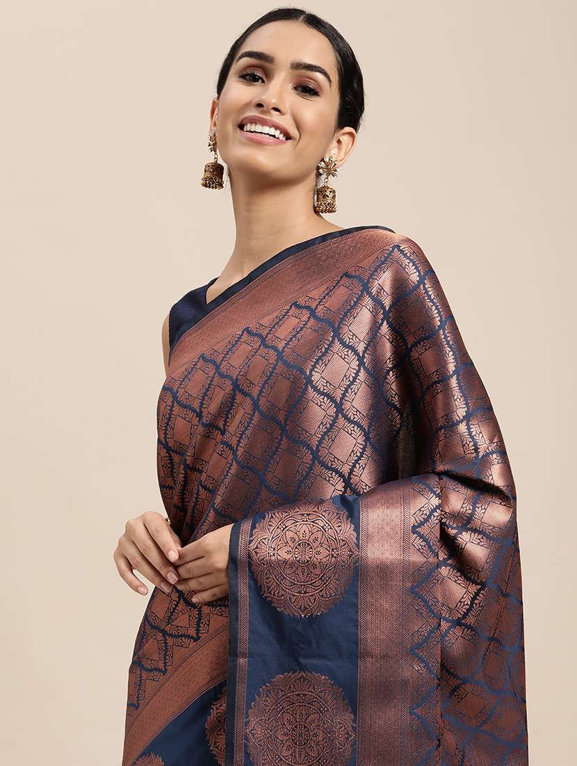 self design zari work woven saree with blouse - 18447305 - Standard Image - 2