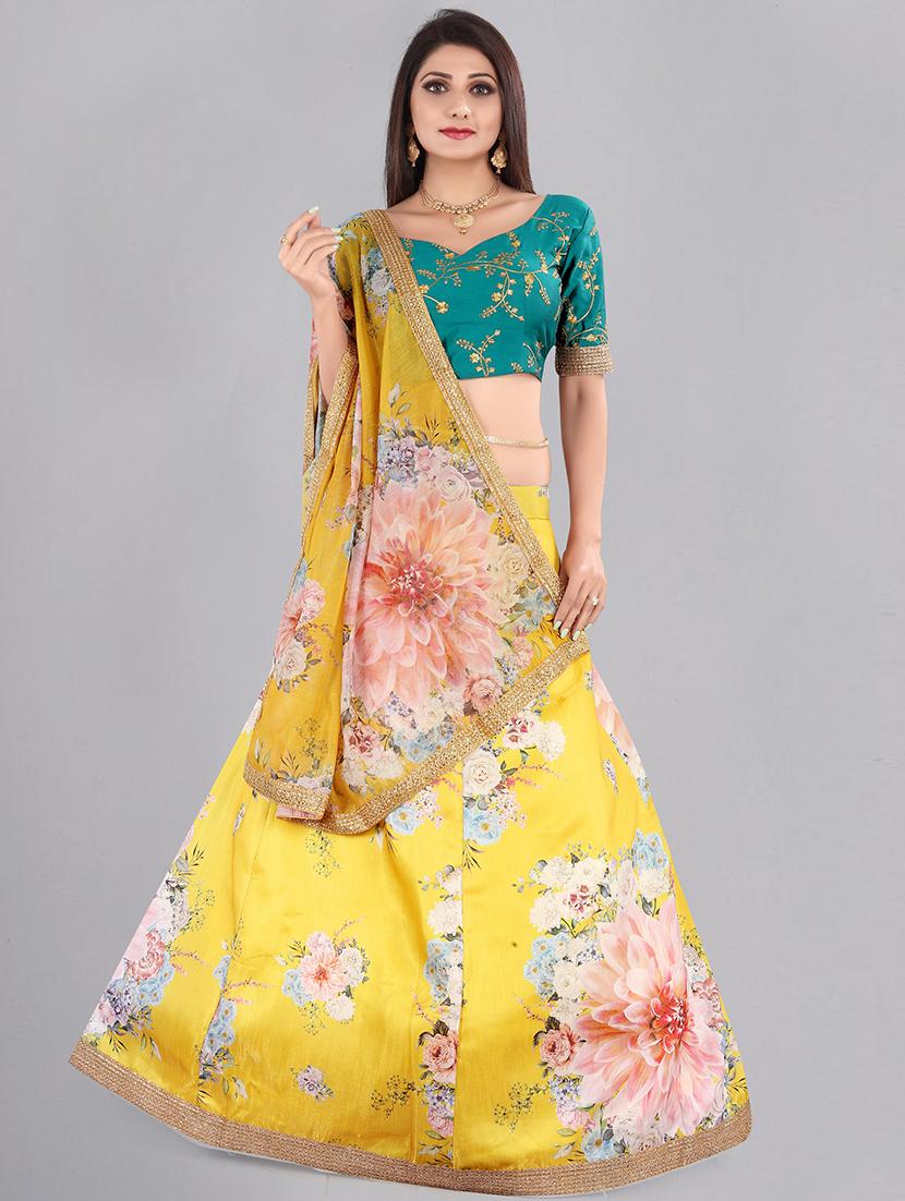 digital floral semi- stitched lehenga with dupatta - 18447917 - Zoom Image - 0