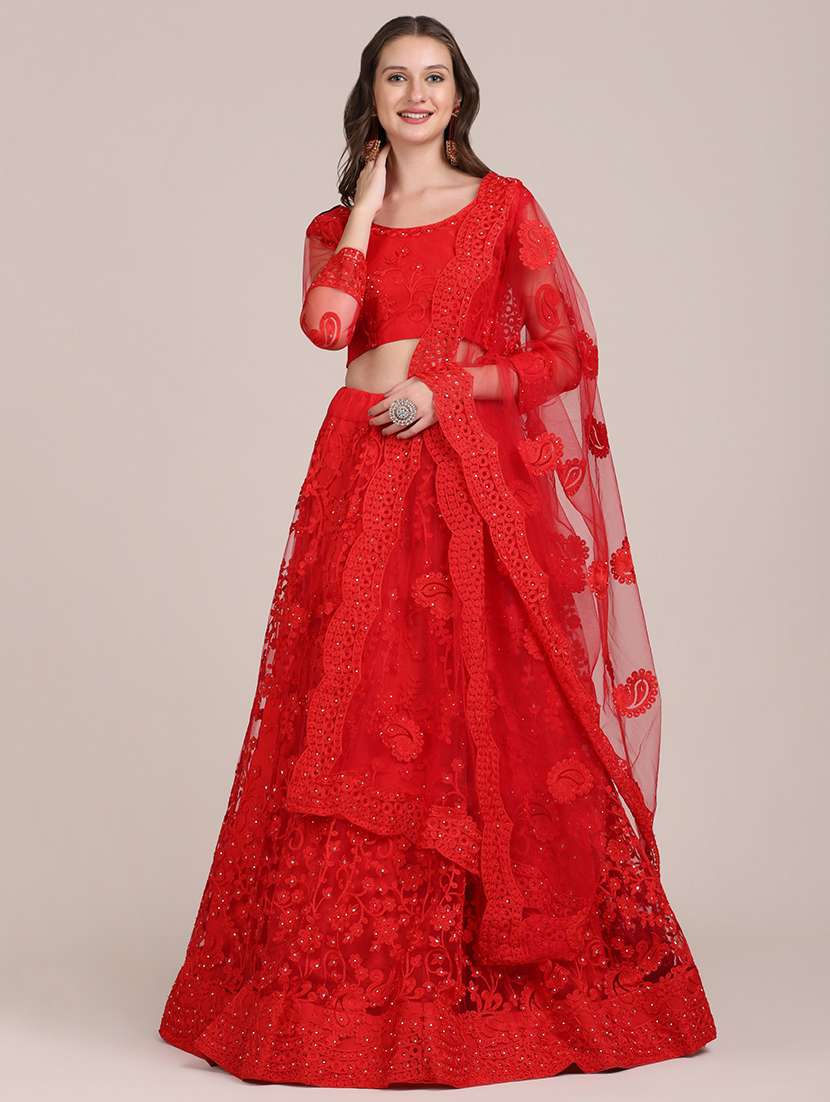 tonal embroidered semi -stitched lehenga choli with dupatta 