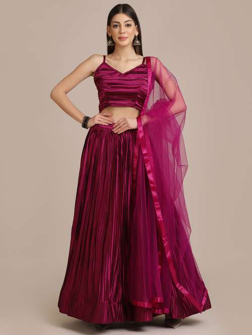 wine flared lehenga with dupatta