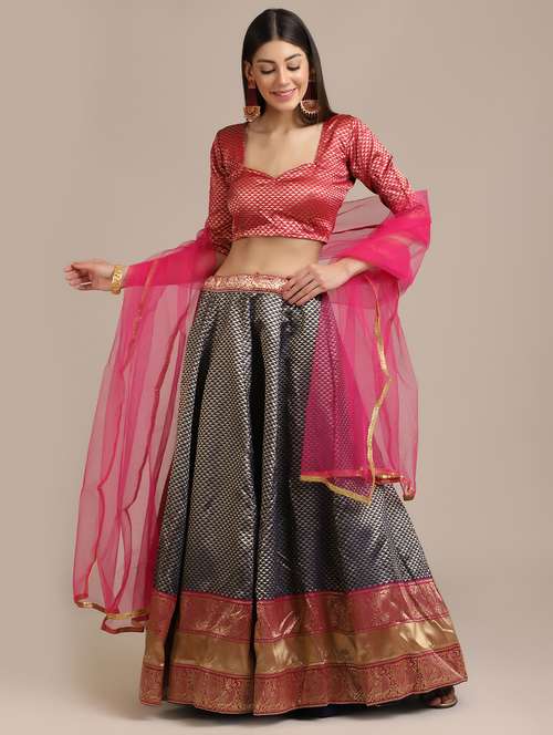 self design flared lehenga with dupatta - 18447982 - Standard Image - 0
