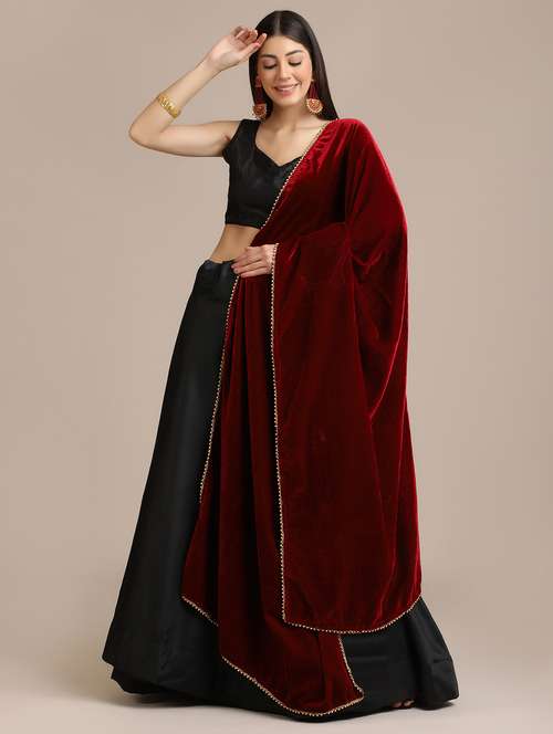 black flared lehenga with dupatta - 18447989 -  Standard Image - 0