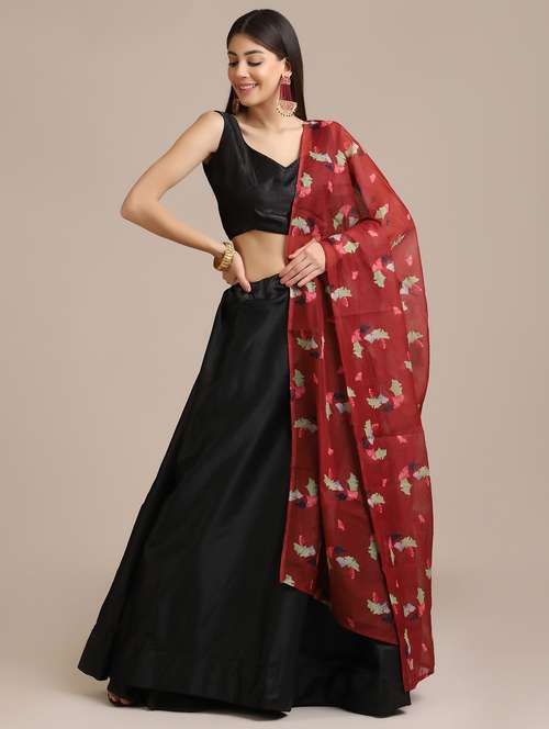 solid flared lehenga with dupatta - 18447995 -  Standard Image - 0