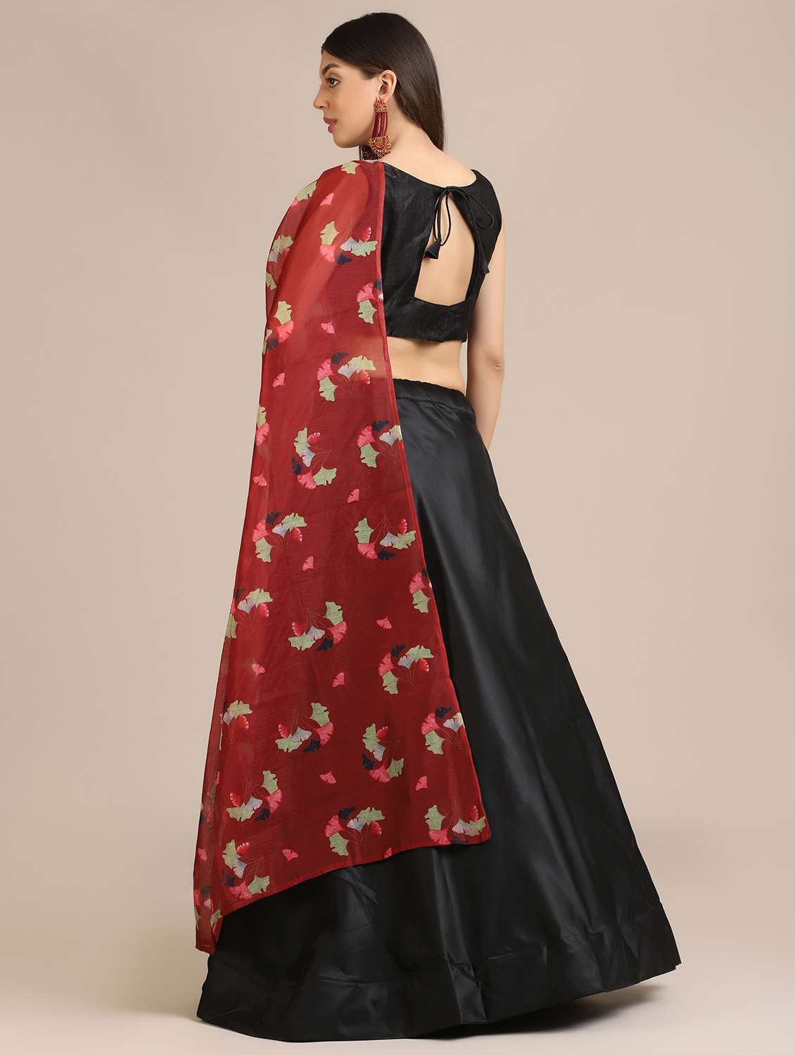 solid flared lehenga with dupatta - 18447995 - Standard Image - 2