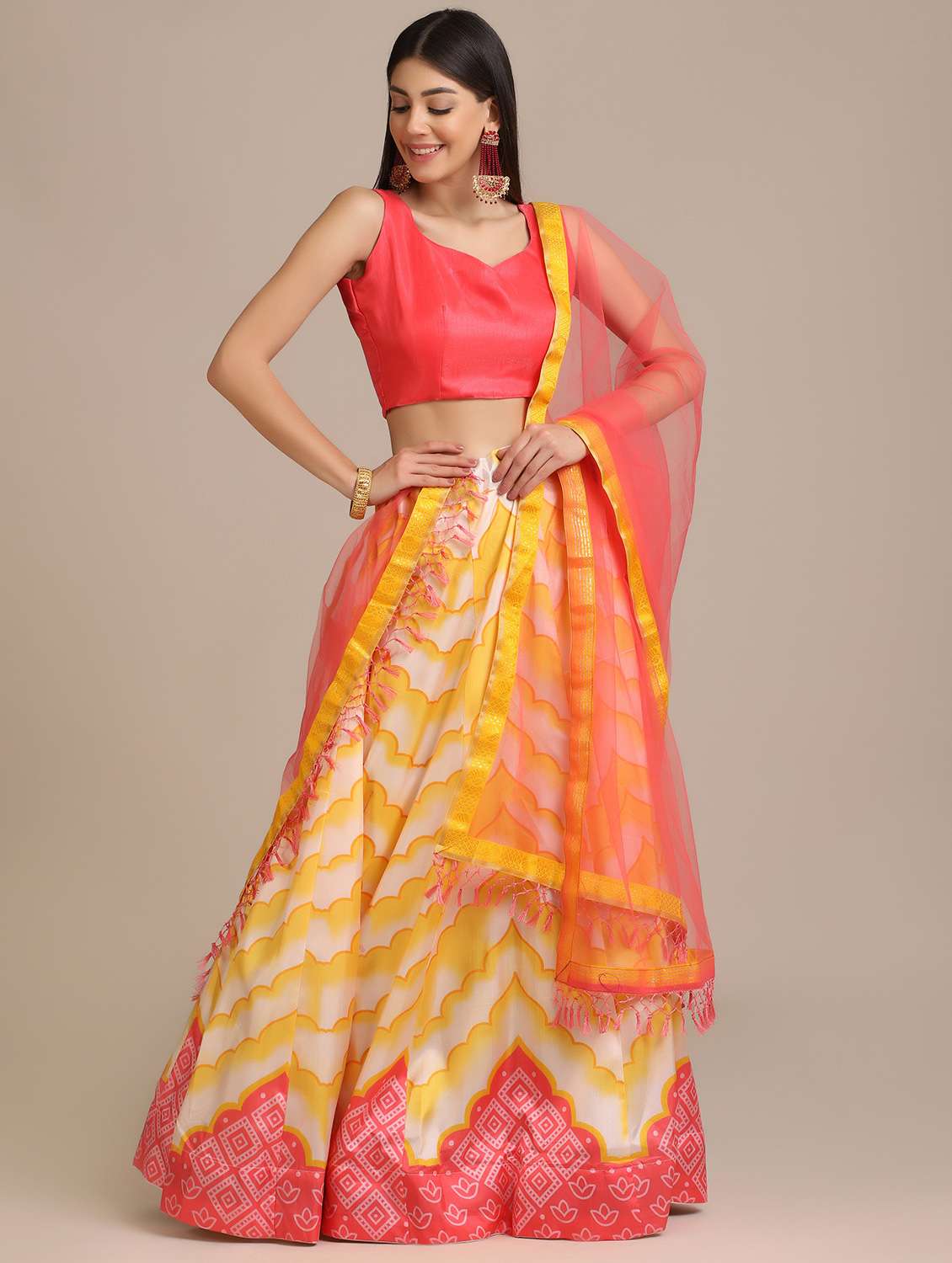 chevron flared lehenga with dupatta