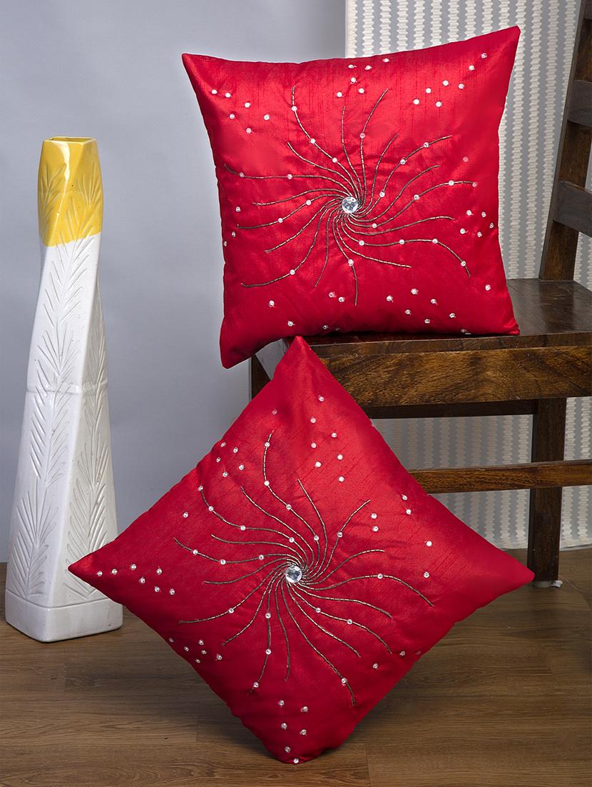 alina decor set of 2 embllished cushion covers 16 x 16 inch