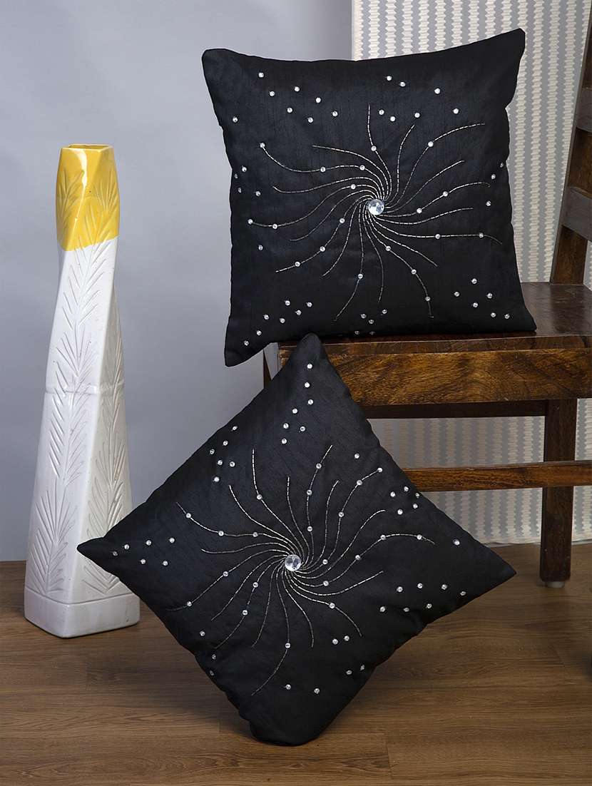 alina decor set of 2 embllished cushion covers 16 x 16 inch