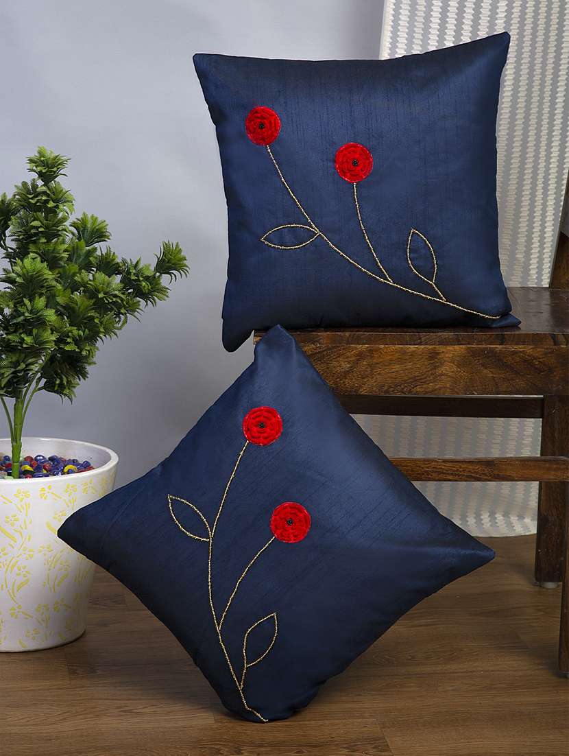 alina decor set of 2 embllished cushion covers 16 x 16 inch