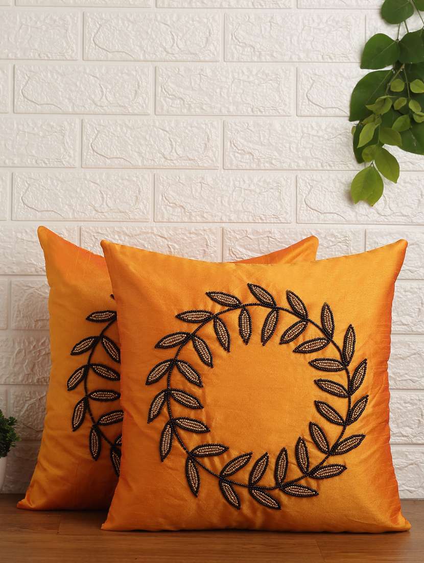 alina decor set of 2 embllished cushion covers 16 x 16 inch