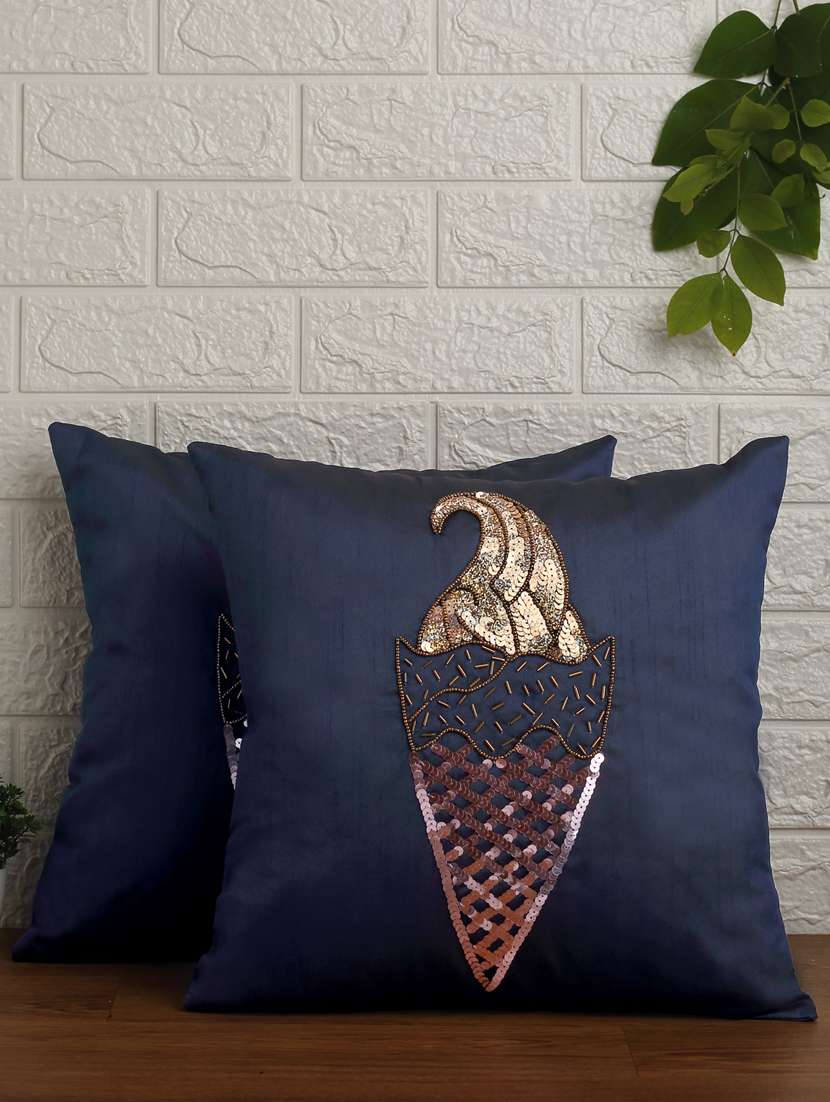 alina decor set of 2 embllished cushion covers 16 x 16 inch