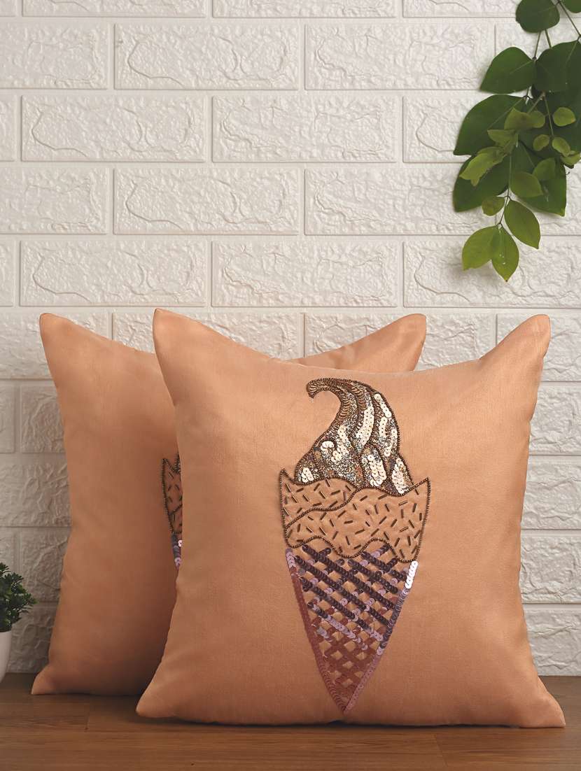 alina decor set of 2 embllished cushion covers 16 x 16 inch