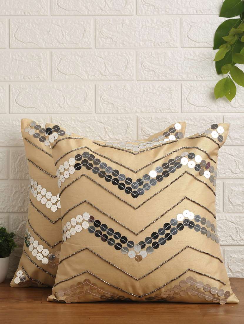 alina decor set of 2 embllished cushion covers 16 x 16 inch