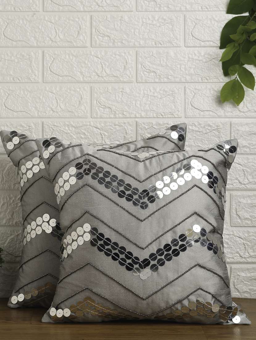 alina decor set of 2 embllished cushion covers 16 x 16 inch
