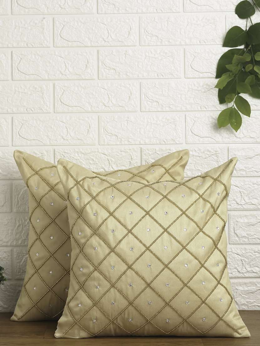 alina decor set of 2 embllished cushion covers 16 x 16 inch