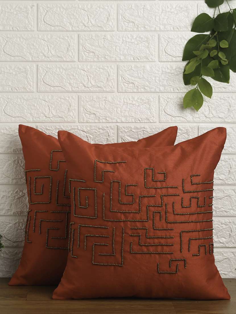 alina decor set of 2 embllished cushion covers 16 x 16 inch
