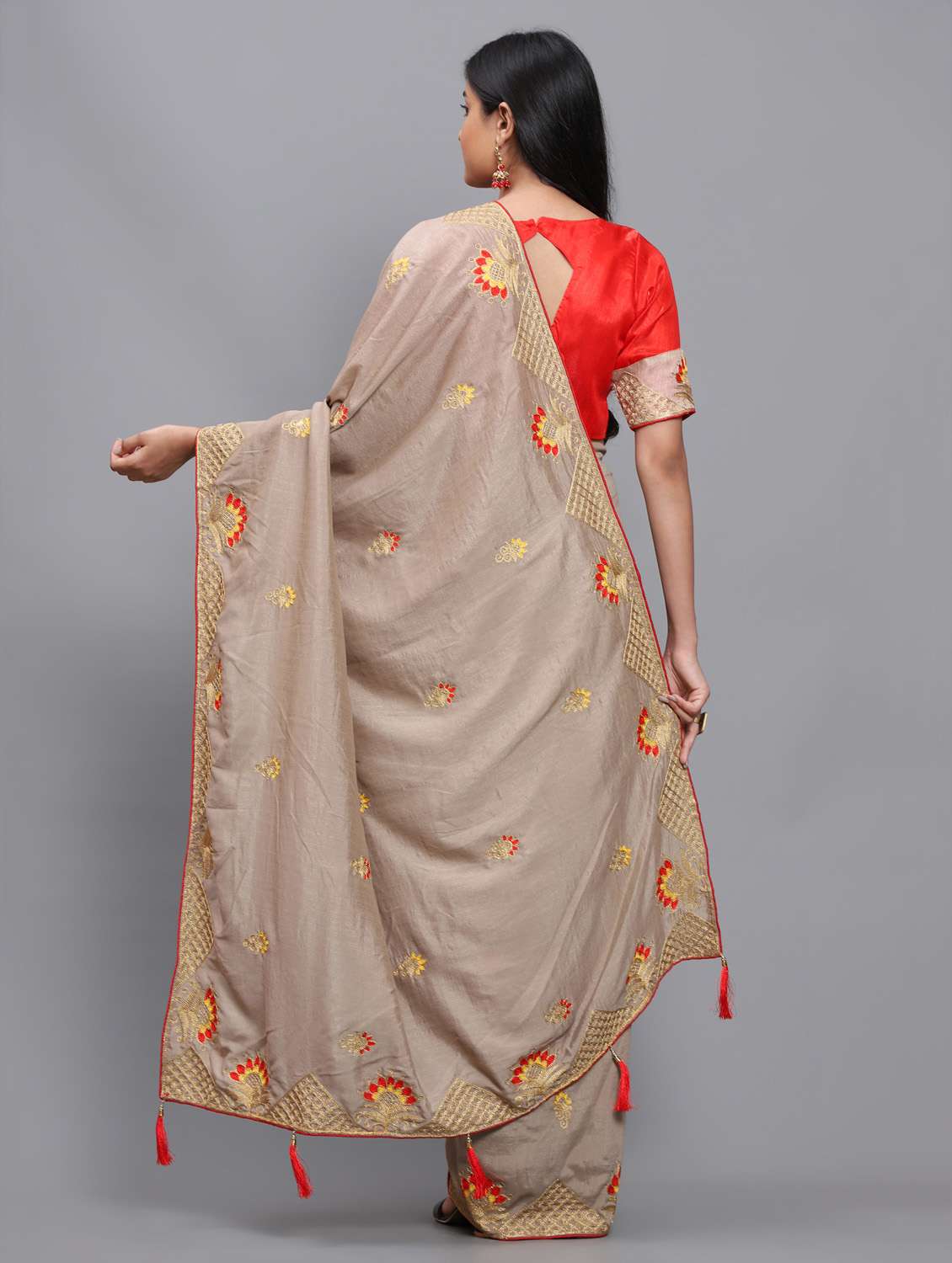 women's embroidered saree with blouse - 18448509 -  Standard Image - 2