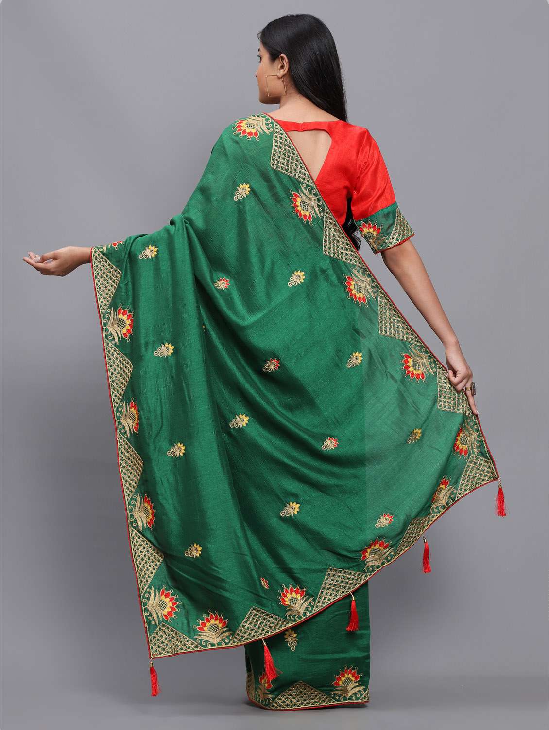 women's embroidered saree with blouse - 18448510 -  Standard Image - 2