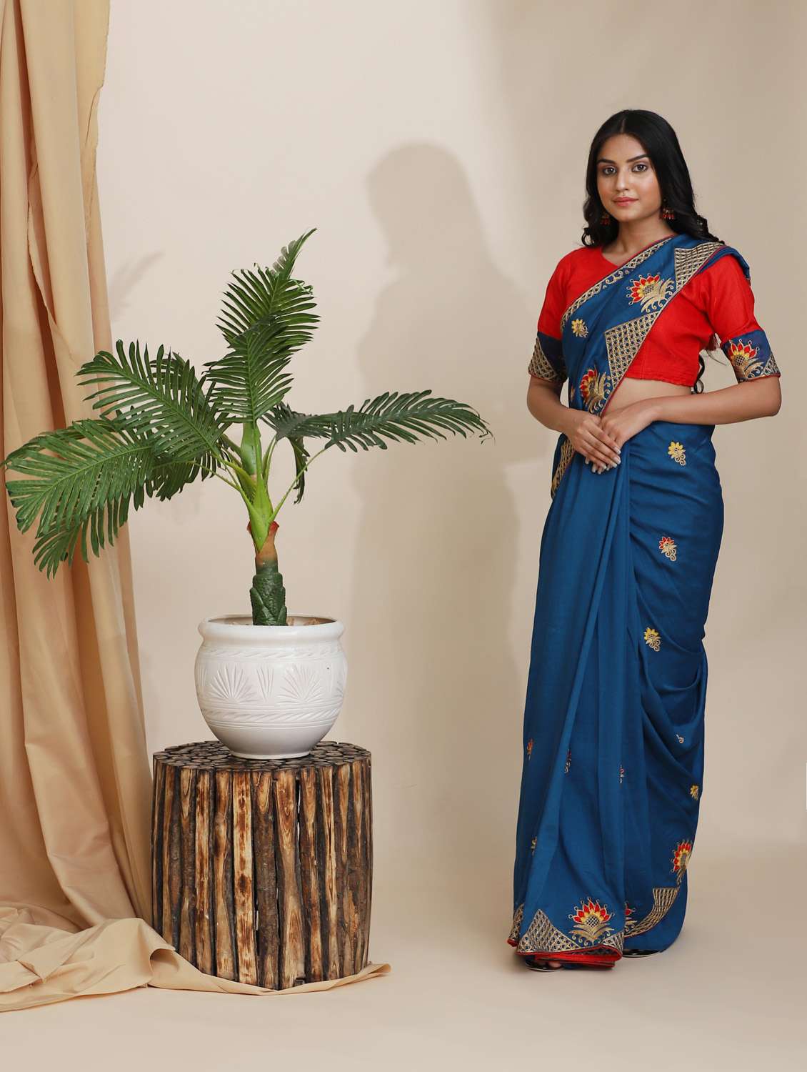 women's embroidered saree with blouse