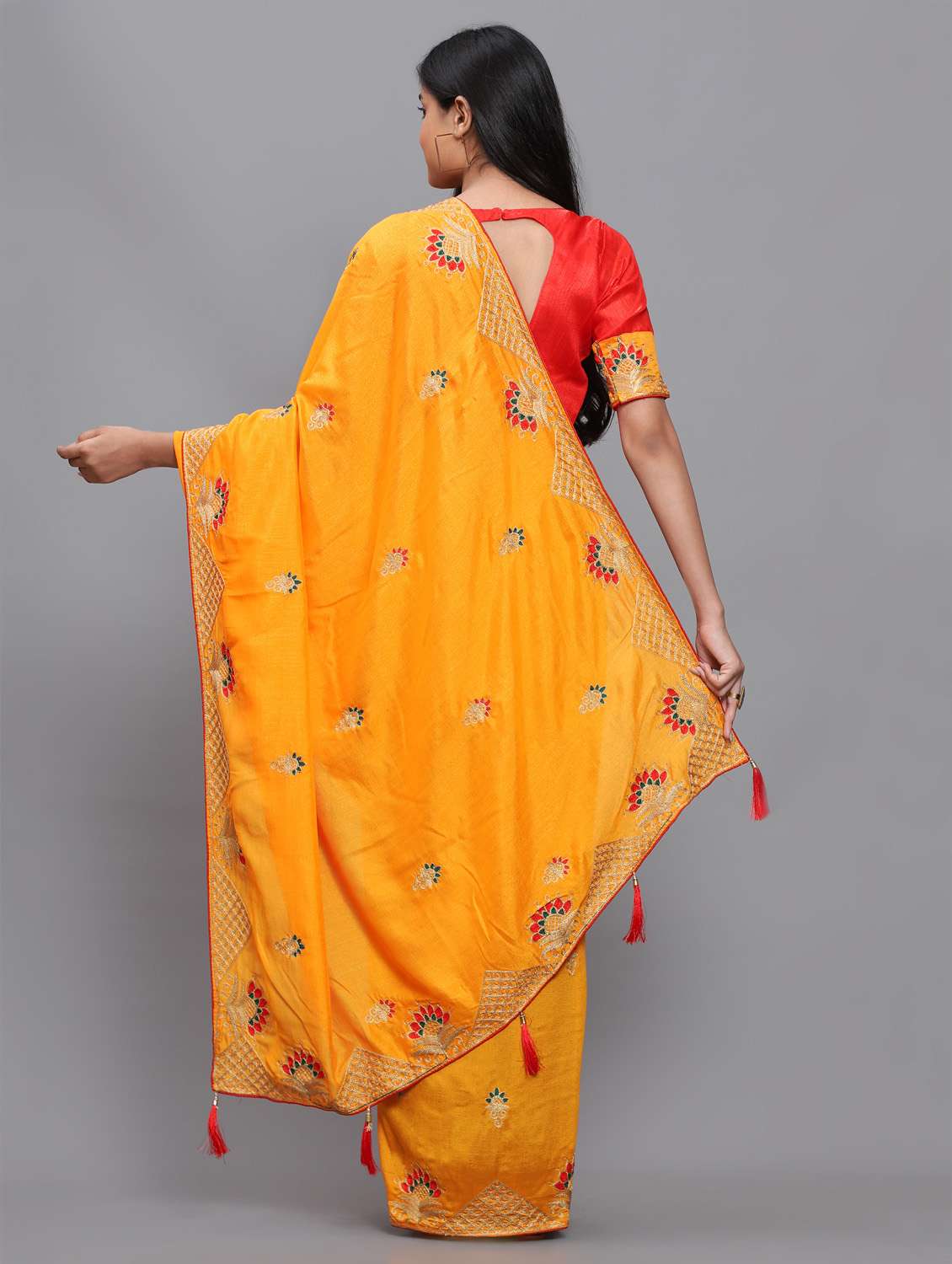 women's embroidered saree with blouse - 18448512 -  Standard Image - 2