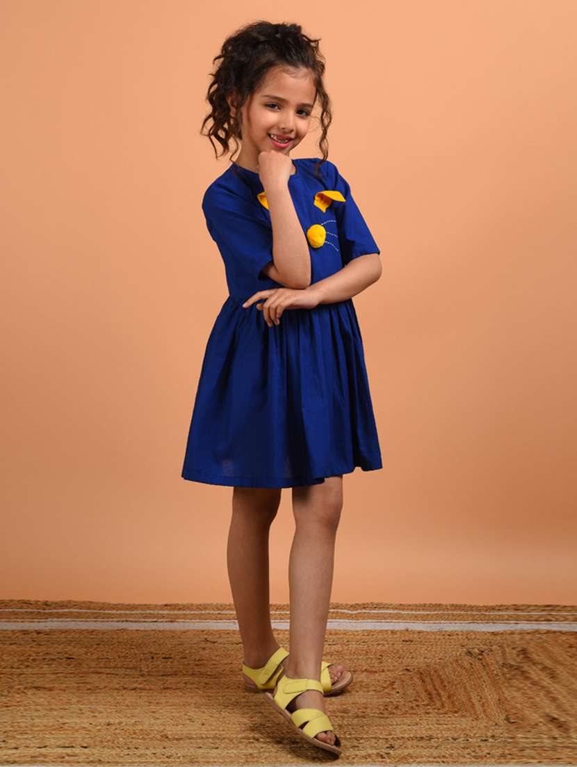 girls round neck short sleeves frock