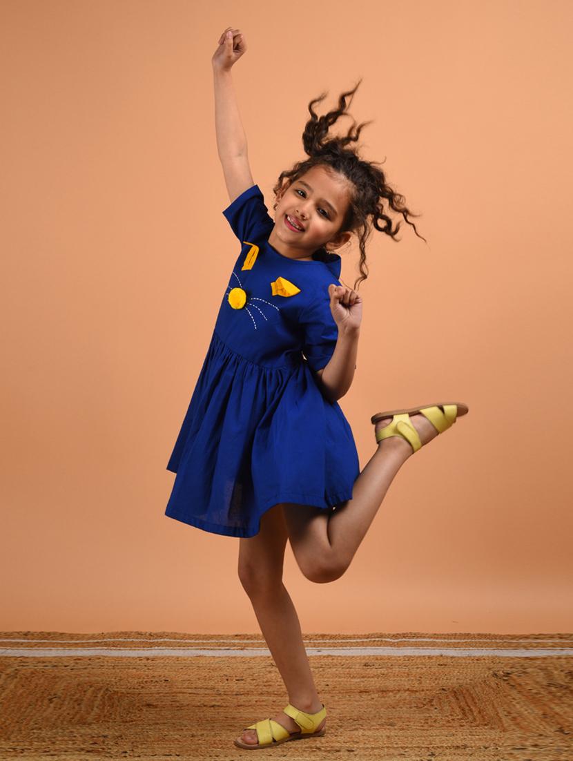 girls round neck short sleeves frock - 18448904 - Standard Image - 2