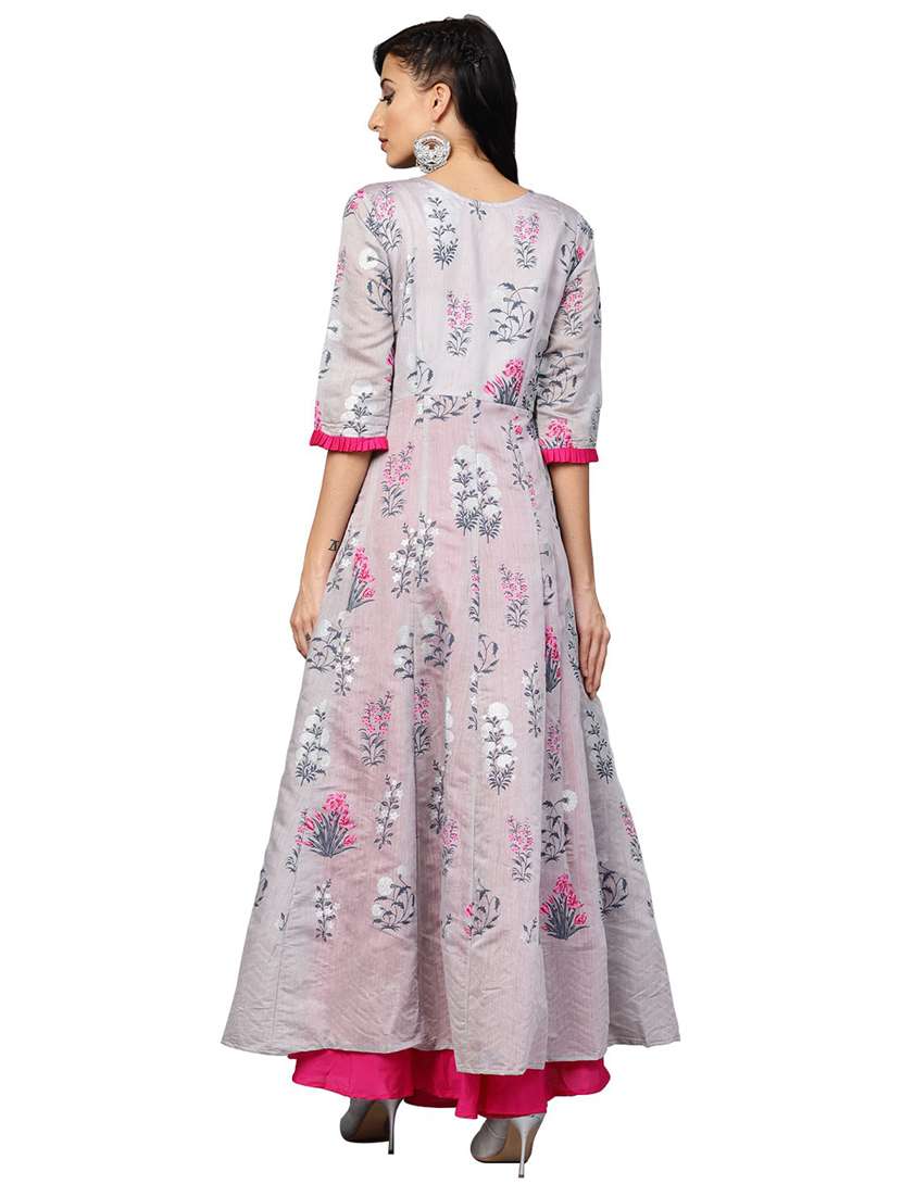 floral print layered ethnic dress - 18449052 -  Standard Image - 2