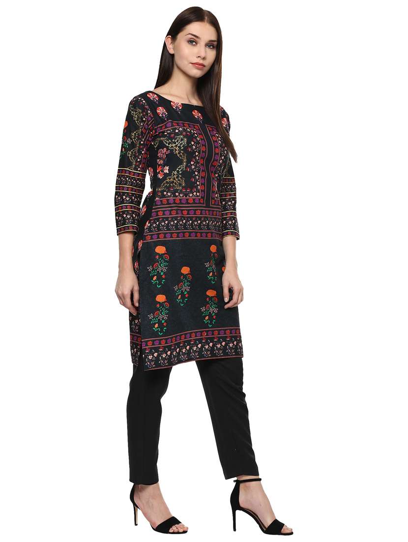 floral print straight kurta - 18449063 -  Standard Image - 2