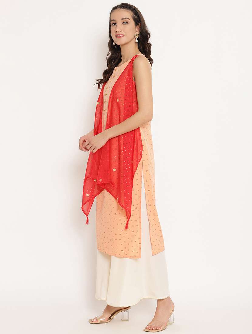 bandhani print layered kurta - 18449139 -  Standard Image - 2
