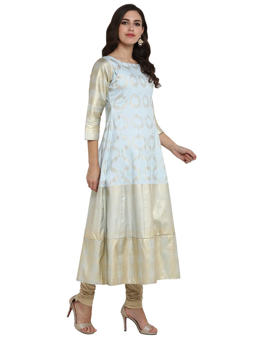 gold printed anarkali kurta - 18449190 - Standard Image - 2