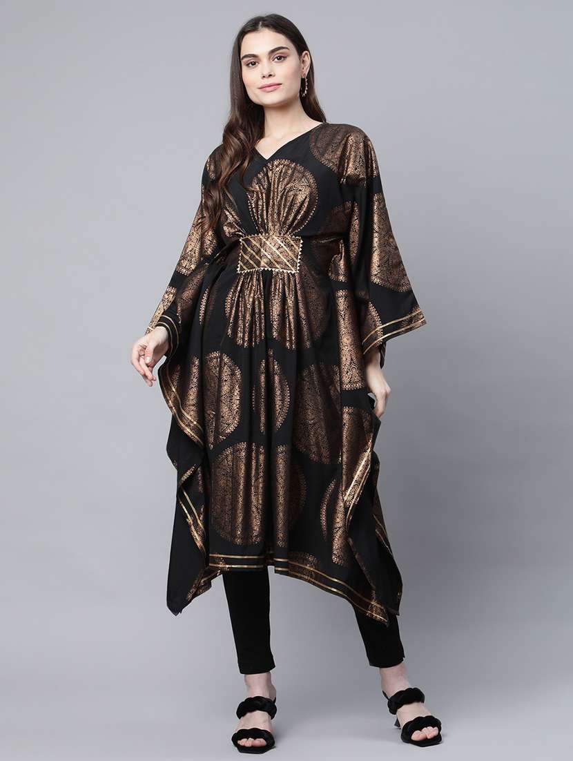foil print kaftan style kurta 