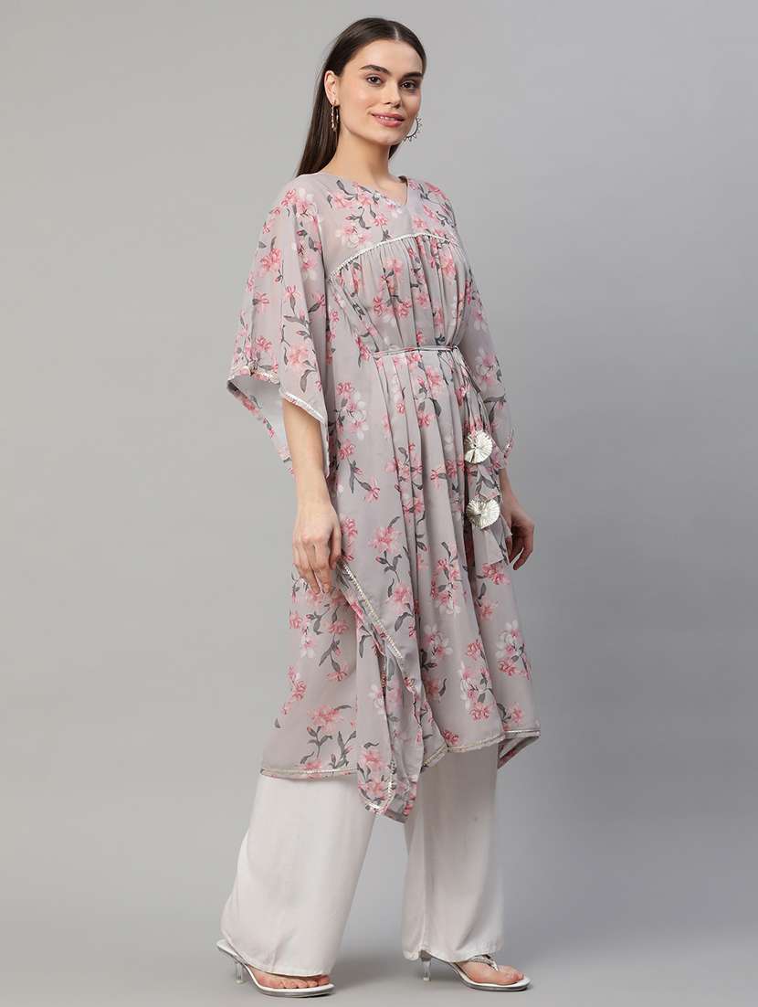 floral print kaftan style kurta  - 18449221 -  Standard Image - 2
