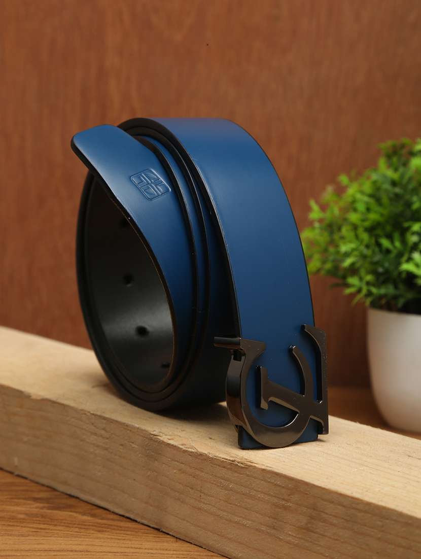 blue leather belt