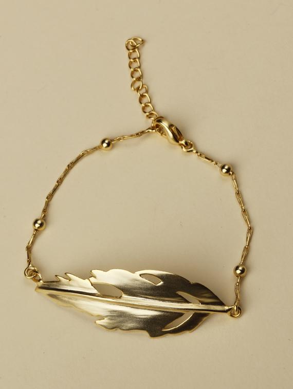 brass leaf bracelet