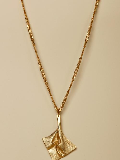 gold plated boho leaf necklace - 18449915 - Standard Image - 0