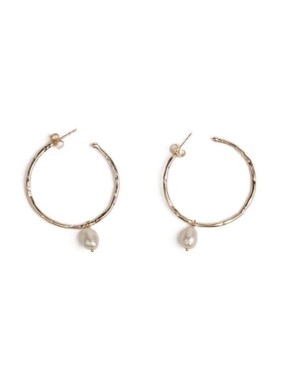 ravishing hammered pearl rose hoop earrings - 18449958 - Zoom Image - 0