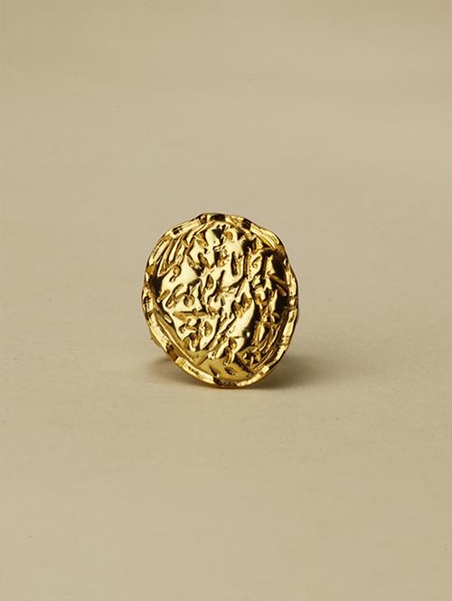 gold plaetd unique textured ring - 18449982 -  Standard Image - 0