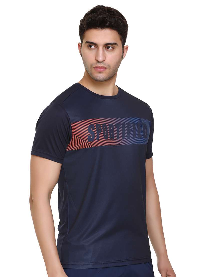 navy-blue chest-printed t-shirt - 18450030 - Standard Image - 2