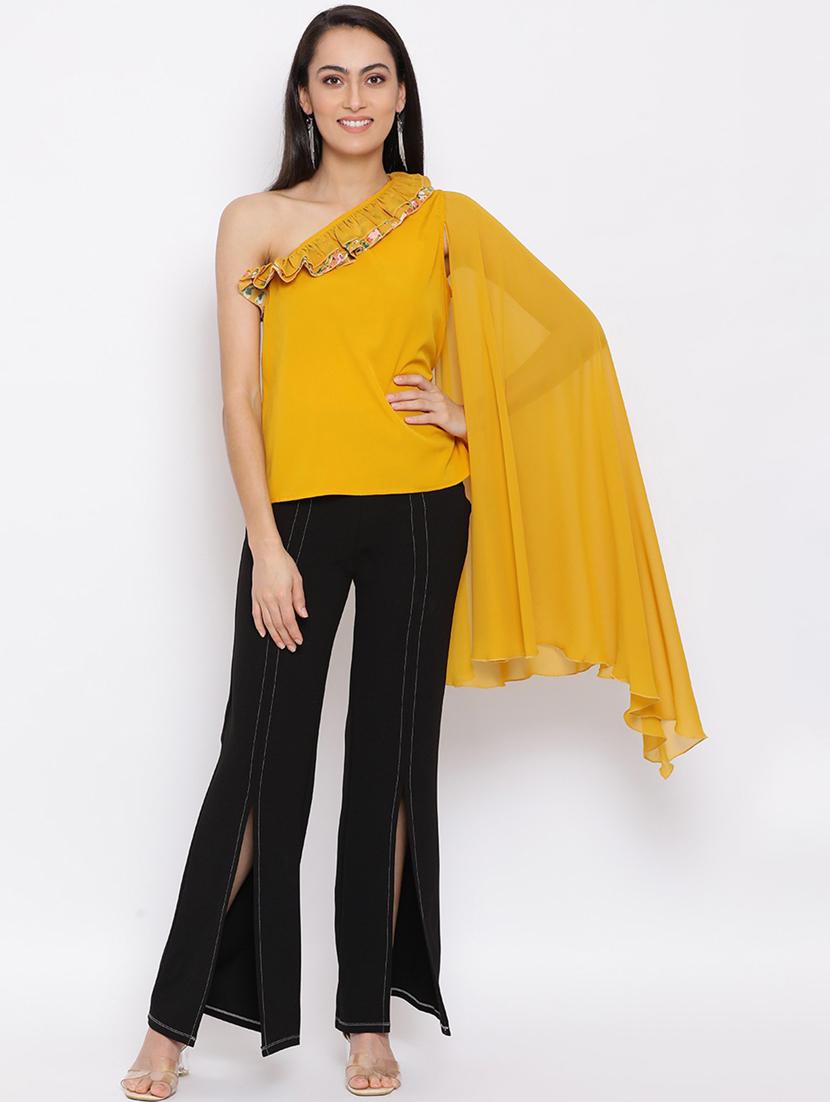 women's ruffle single shoulder top - 18450137 - Zoom Image - 0