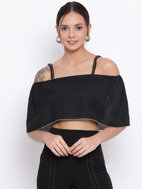 women's crop shoulder strap top - 18450155 - Standard Image - 0