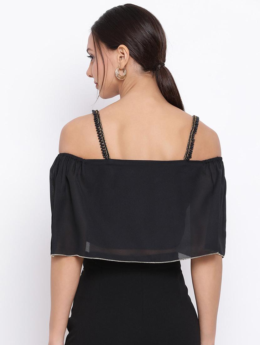 women's crop shoulder strap top - 18450155 - Standard Image - 2
