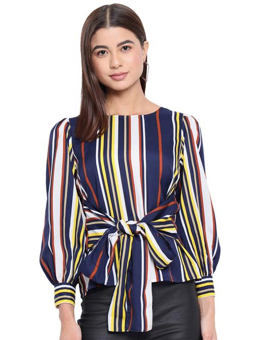 tie front striped regular top  - 18450159 -  Standard Image - 0