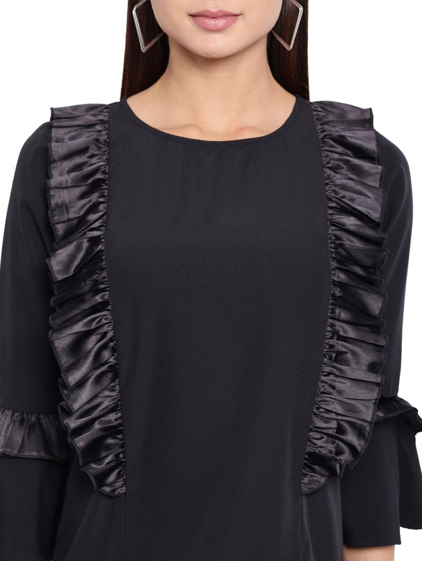 women's ruffle round neck top - 18450162 - Standard Image - 7