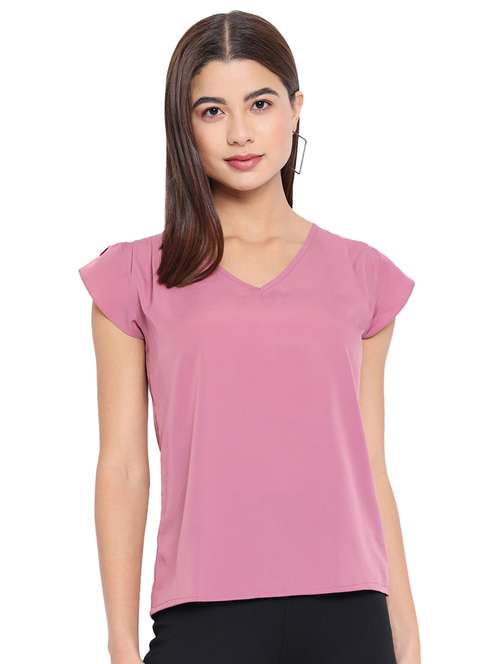 women's straight v neck top - 18450171 - Standard Image - 0