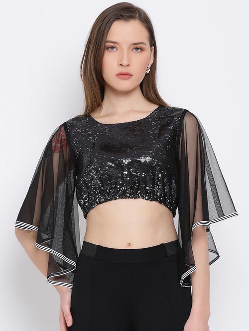 women's crop round neck top - 18450182 - Standard Image - 0